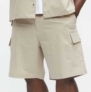 2/$30 Fashion Nova Men's Beige Seersucker Cargo Shorts Size 38W